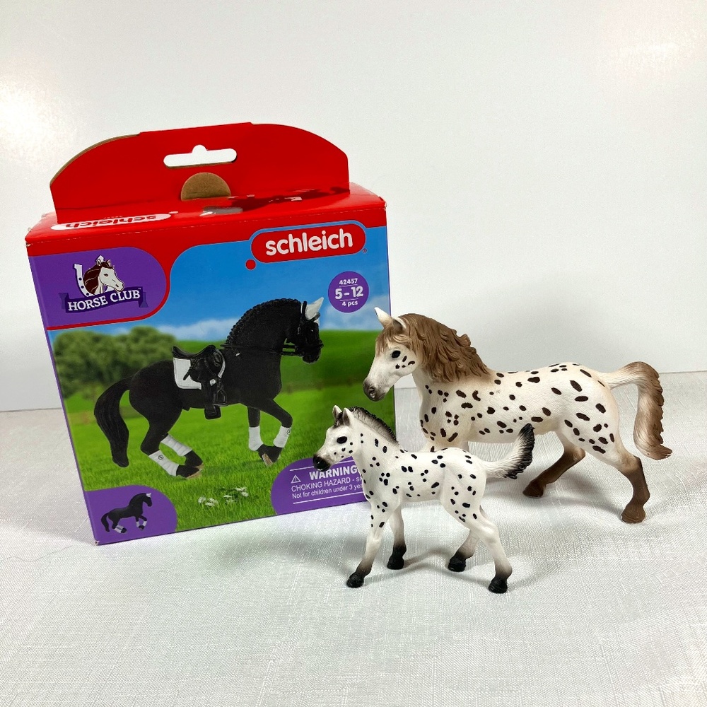 FINAL PRICE! Set 3 Schleich Horse Club Dressage Friesian & Appaloosa Mare & Foal